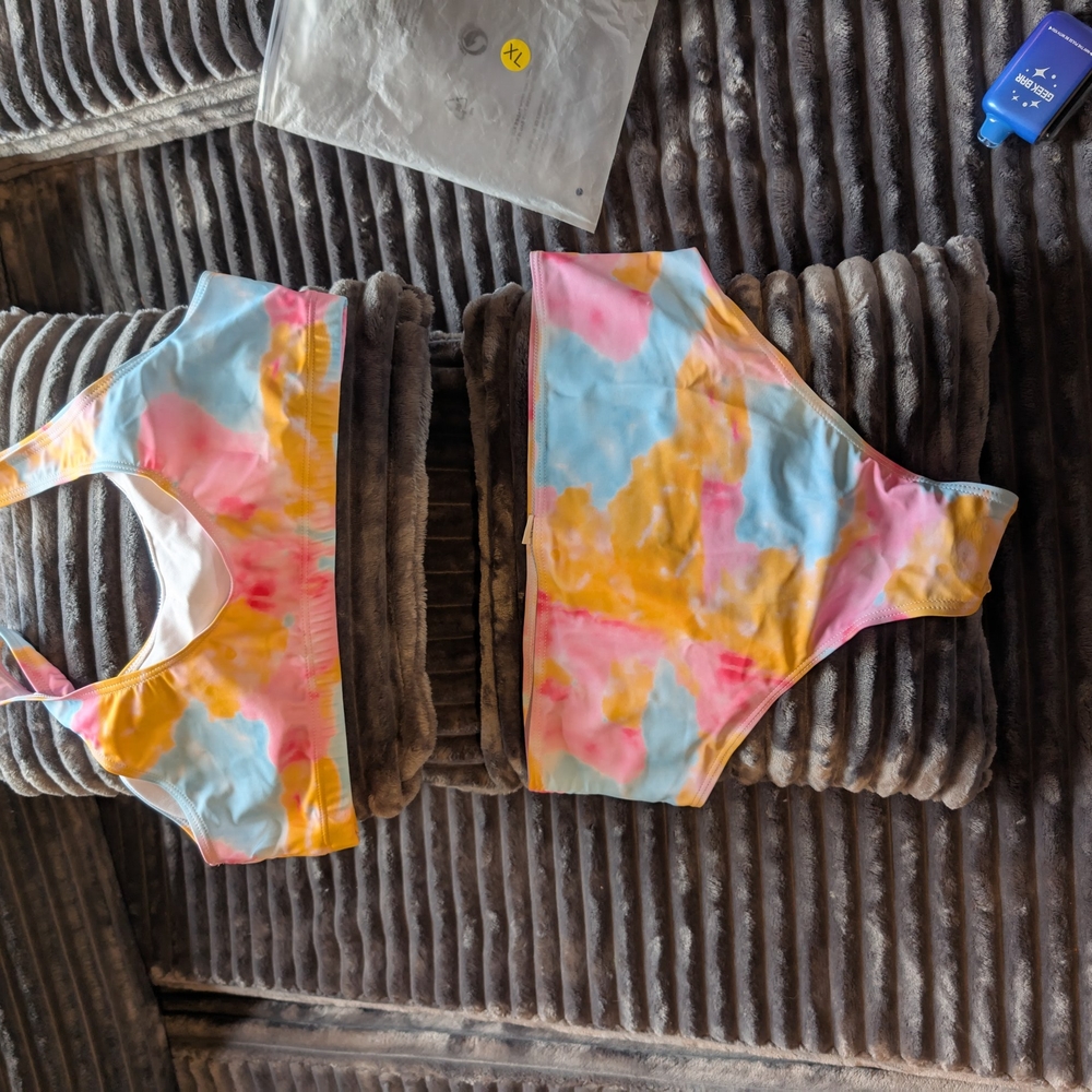 Pink and Blue Artistic Bikini Set Swim - Picture 4 of 11